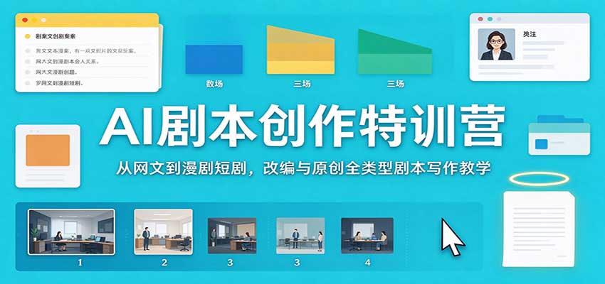 AI剧本创作特训营：从网文到漫剧短剧，改编与原创全类型剧本写作教学-91副业网