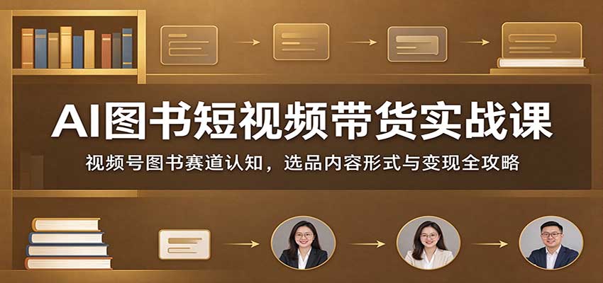 AI图书短视频带货实战课：视频号图书赛道认知，选品内容形式与变现全攻略-91副业网