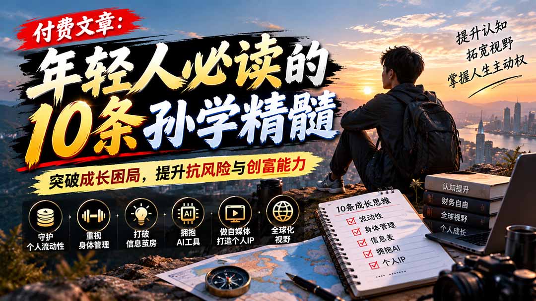 付费文章：年轻人必读的10条孙学精髓，突破成长困局，提升抗风险与创富能力-91副业网