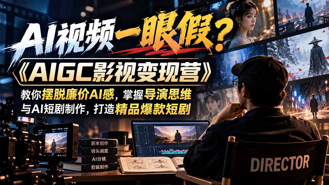 【无水印】AI视频一眼假？《AIGC影视变现营》教你摆脱廉价AI感，掌握导演思维与AI短剧制作，打造精品爆款短剧-91副业网