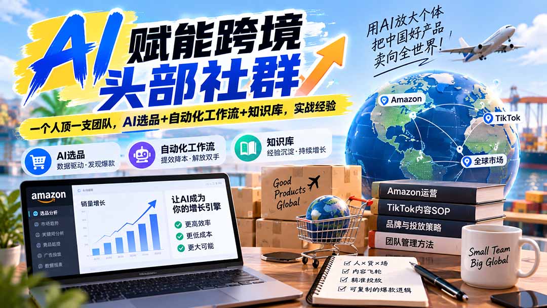 AI赋能跨境头部社群-更新1023:一个人顶一支团队,AI选品+自动化工作流+知识库,实战经验-91副业网