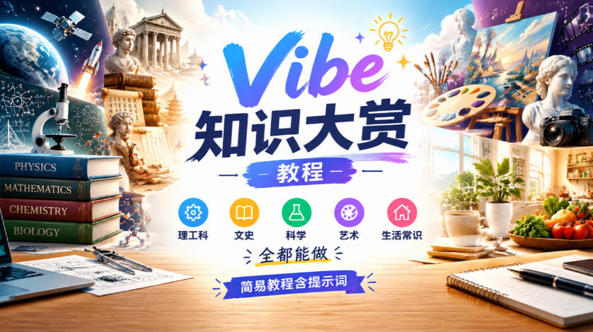 Vibe知识大赏教程，理工科、文史、科学、艺术、生活常识全都能做，简易教程含提示词(更新1025)-91副业网