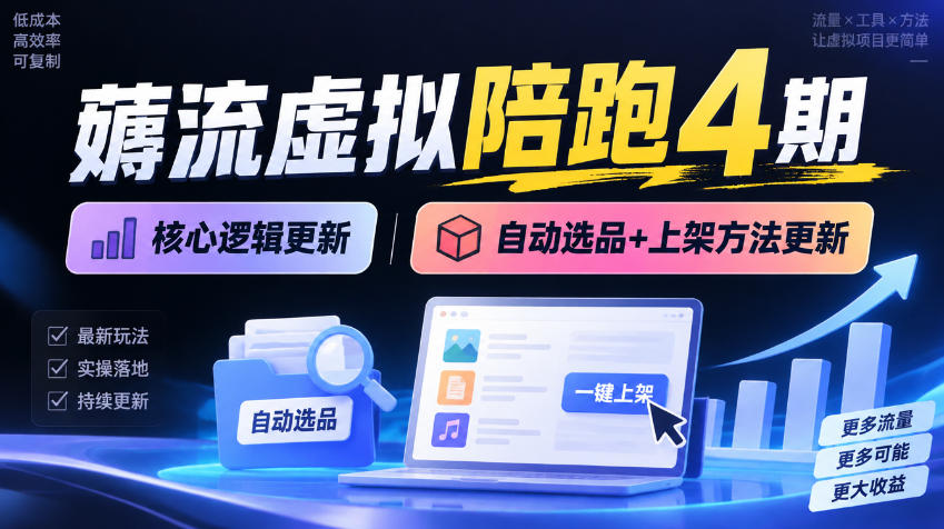 薅流虚拟陪跑4期丨核心逻辑更新丨自动选品+上架方法更新(10月25更新插件玩法和低价玩法)-91副业网