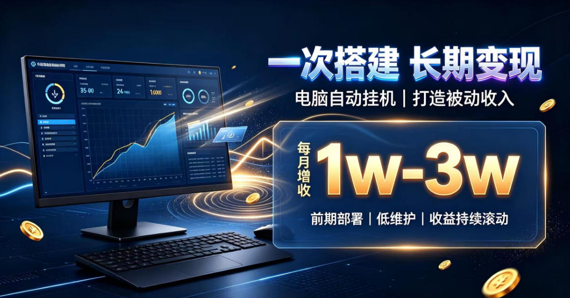一份投入长期收益,电脑自动挂G类目,搭建被动收入每月增收1w-3w【揭秘】-91副业网