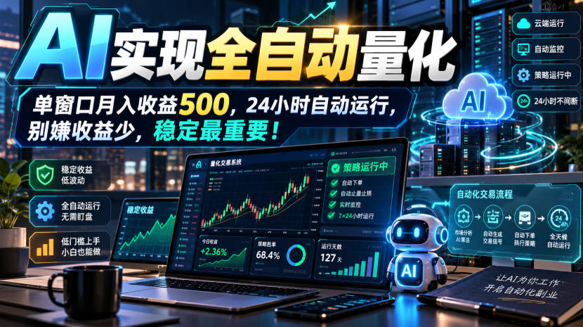 AI全自动量化项目，长期稳定可落地，0门槛躺赚稳定项目！-91副业网