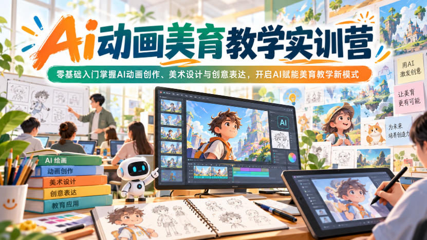 Ai动画美育教学实训营，零基础入门掌握AI动画创作、美术设计与创意表达，开启AI赋能美育教学新模式-91副业网
