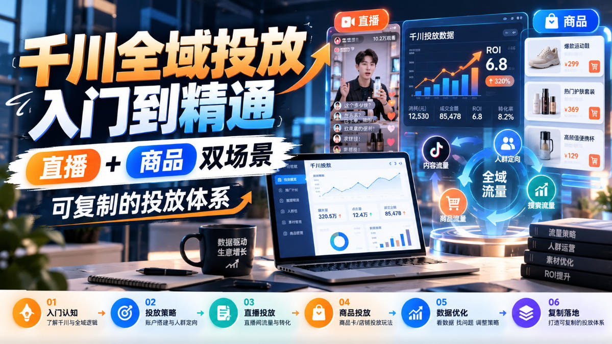 千川全域投放入门到精通,直播+商品双场景,可复制的投放体系(更新1026)-91副业网