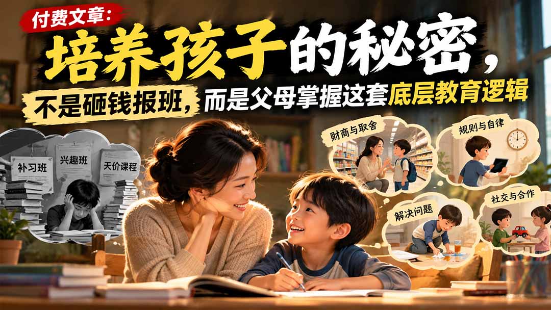 付费文章：培养孩子的秘密，不是砸钱报班，而是父母掌握这套底层教育逻辑-91副业网