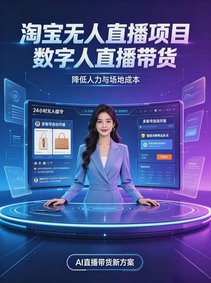 淘宝AI无人直播带货，24小时自动开播低门槛副业，无需真人长时间出镜，持续引流出单【揭秘】-91副业网