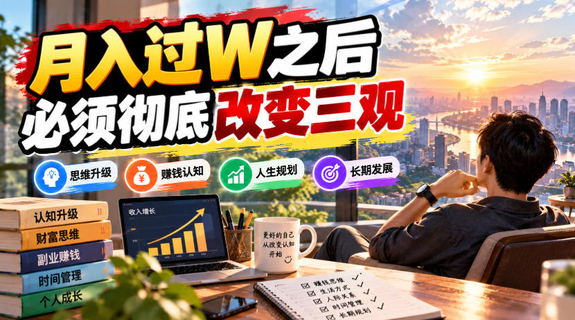 某公众号付费文章：月入过W之后，必须彻底改变三观-91副业网