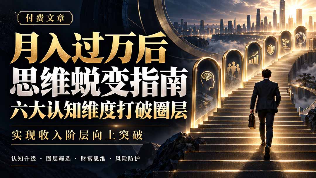 付费文章:月入过万后思维蜕变指南,六大认知维度打破圈层,实现收入阶层向上突破-91副业网