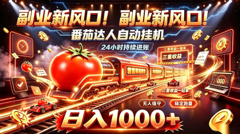 副业新风口！番茄达人自动挂G，24小时持续进账，三重收益一起拿，日入1000+【揭秘】-91副业网