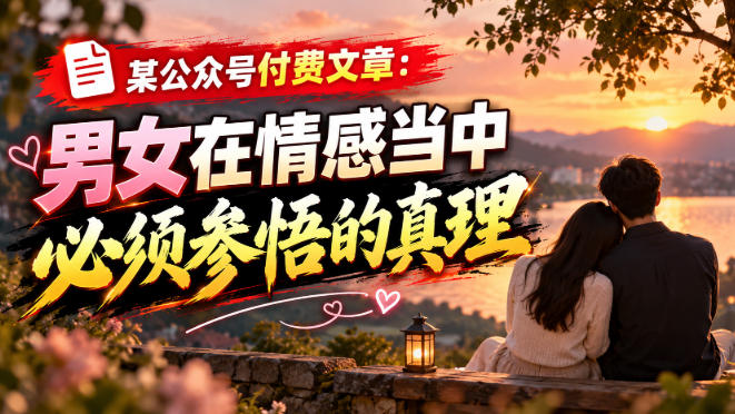 某公众号付费文章：男女在情感当中必须参悟的真理-91副业网