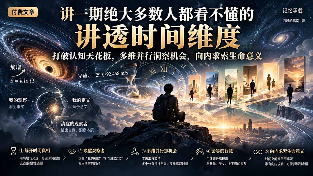 付费文章:讲一期绝大多数人都看不懂的,讲透时间维度,打破认知天花板,多维并行洞察机会,向内求索生命意义-91副业网