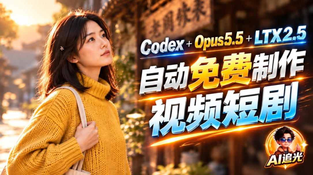 【无水印】Codex出图+免费LTX-2.5生成视频,Claude Opus 5.5全自动剪出1分钟情感短剧《停了的表》-91副业网