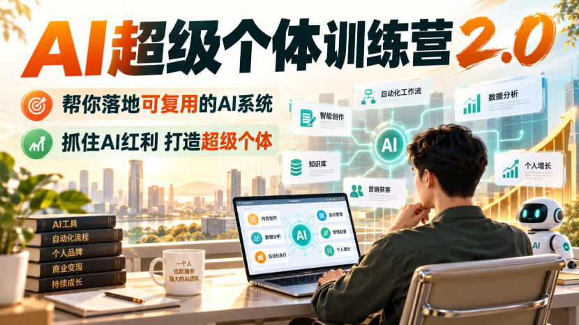 AI超级个体训练营2.0，帮你落地可复用的AI系统，抓住AI红利打造超级个体-91副业网