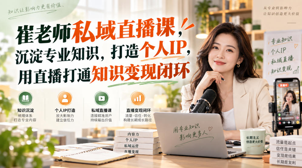 崔老师私域直播课，沉淀专业知识，打造个人IP，用直播打通知识变现闭环-91副业网